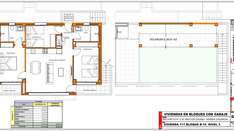 Rzut - Mieszkanie na sprzedaż 3 pokoje o powierzchni 88,58 m² - numer 111 w Xeresa del Monte