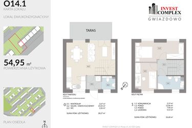 Rzut - Dom na sprzedaż 3 pokoje o powierzchni 54,95 m² - numer O14.1 w Osiedle Gwiazdowo etap 12
