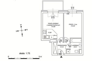 Rzut - Mieszkanie na sprzedaż 2 pokoje o powierzchni 35,27 m² - numer M54 w Osiedle Mała Dziesiąta etap II