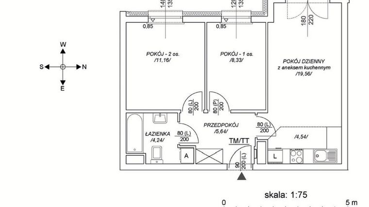 Rzut - Mieszkanie na sprzedaż 3 pokoje o powierzchni 48,93 m² - numer M25 w Osiedle Mała Dziesiąta etap II