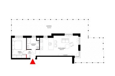 Rzut - Mieszkanie na sprzedaż 2 pokoje o powierzchni 50,99 m² - numer F.0.6 w INSPIRE ETAP V – bud. F, G