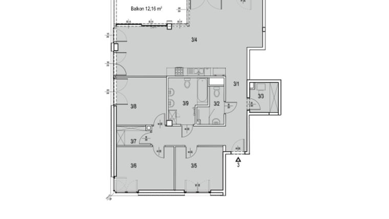 Rzut - Mieszkanie na sprzedaż 4 pokoje o powierzchni 118,02 m² - numer B7-A3 w Emaus Garden