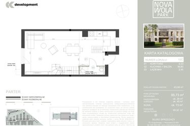 Rzut - Dom na sprzedaż 4 pokoje o powierzchni 85,73 m² - numer 10C w Nova Wola Park II