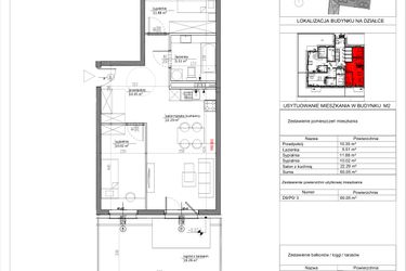 Rzut - Mieszkanie na sprzedaż 3 pokoje o powierzchni 60,11 m² - numer M2/P0/3 w Nowa Klecina