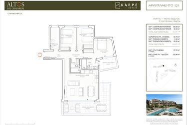 Rzut - Mieszkanie na sprzedaż 3 pokoje o powierzchni 130,48 m² - numer 121 w Altos Del Chaparral