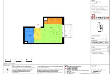 Rzut - Mieszkanie na sprzedaż 1 pokój o powierzchni 25,51 m² - numer 14 w Apartamenty Nowy Marysin VII