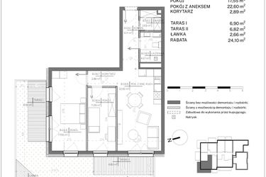 Rzut - Mieszkanie na sprzedaż 3 pokoje o powierzchni 67,07 m² - numer B.0.6 w Polanka 21