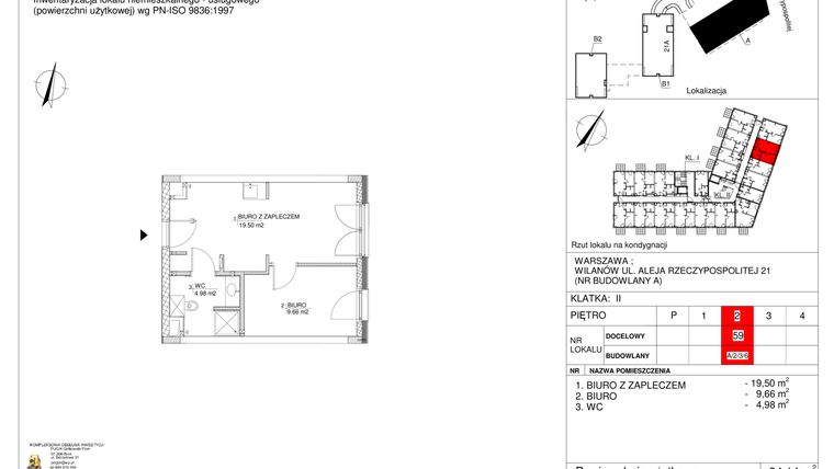 Rzut - Lokal użytkowy na sprzedaż 2 pokoje o powierzchni 34,14 m² - numer 59 w RZ21