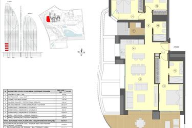 Rzut - Mieszkanie na sprzedaż 4 pokoje o powierzchni 115 m² - numer 1 w Sea Towers 3 Bedrooms