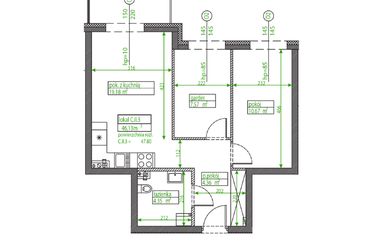 Rzut - Mieszkanie na sprzedaż 2 pokoje o powierzchni 46,06 m² - numer C.II.3 w Osiedle Opolska