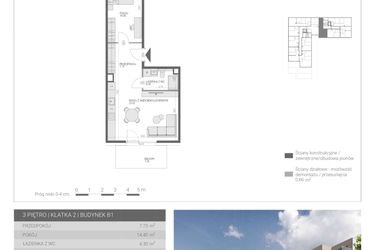 Rzut - Mieszkanie na sprzedaż 2 pokoje o powierzchni 49,45 m² - numer M56 w Modern House II