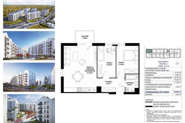 Rzut - Mieszkanie na sprzedaż 3 pokoje o powierzchni 61,6 m² - numer A.2.33 w Skandinavia