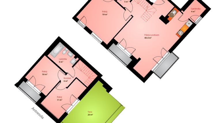 Rzut - Mieszkanie na sprzedaż 4 pokoje o powierzchni 101,4 m² - numer A.VI.1 w Osiedle Bezpieczna