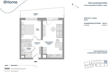 Rzut - Mieszkanie na sprzedaż 2 pokoje o powierzchni 38,81 m² - numer 9 w AtHome - Apartamenty inwestycyjne