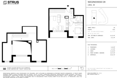 Rzut - Mieszkanie na sprzedaż 2 pokoje o powierzchni 91,25 m² - numer A9.P8 w Nocznickiego 29 bud. A