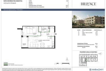 Rzut - Mieszkanie na sprzedaż 2 pokoje o powierzchni 46,73 m² - numer A-26 w Hillence