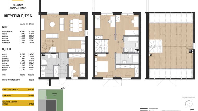 Rzut - Dom na sprzedaż 5 pokoi o powierzchni 116,65 m² - numer 19 w Falenty Home II