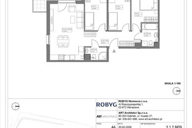 Rzut - Mieszkanie na sprzedaż 4 pokoje o powierzchni 73,56 m² - numer 3.1.2M09 w Szumilas etap II