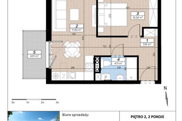 Rzut - Mieszkanie na sprzedaż 2 pokoje o powierzchni 39,44 m² - numer D/2/4 w Limone