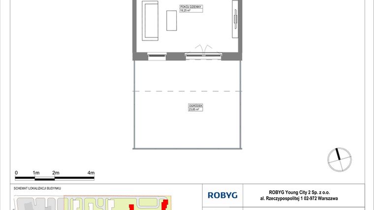 Rzut - Mieszkanie na sprzedaż 1 pokój o powierzchni 30,66 m² - numer MLAAB/A/0/1 w Metro Life Apartamenty