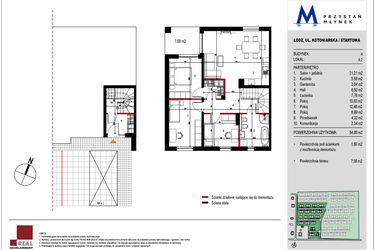Rzut - Mieszkanie na sprzedaż 4 pokoje o powierzchni 85,4 m² - numer 4.2 w Przystań Młynek