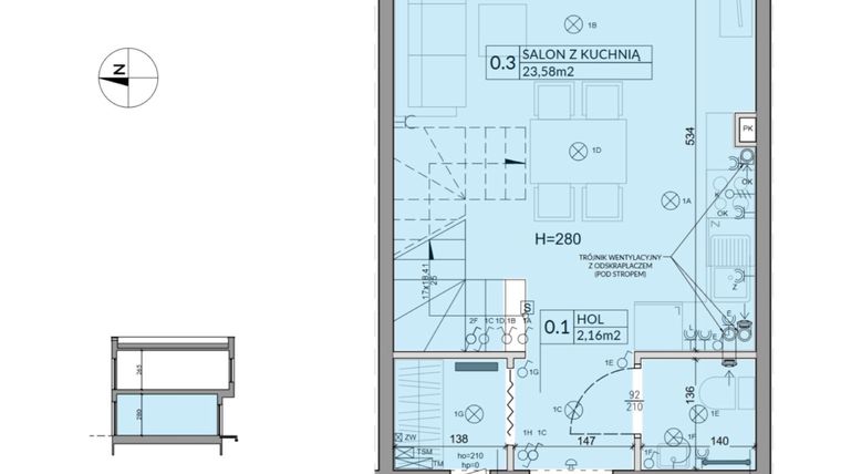 Rzut - Dom na sprzedaż 3 pokoje o powierzchni 61,95 m² - numer 3 w Boska Ksawerowska 2