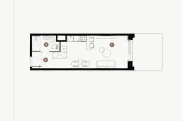 Rzut - Mieszkanie na sprzedaż 1 pokój o powierzchni 29,64 m² - numer B.02.02 w WIMA APARTMENTS
