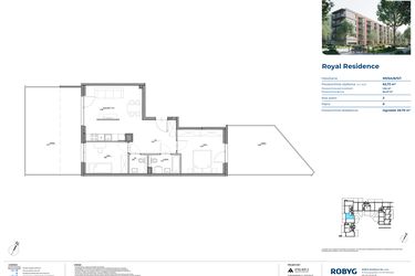 Rzut - Mieszkanie na sprzedaż 3 pokoje o powierzchni 62,73 m² - numer RR/6A/B/0/1 w Royal Residence 6A