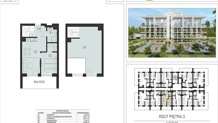 Rzut - Mieszkanie na sprzedaż 2 pokoje o powierzchni 65,6 m² - numer 3.06 w Ustronie Supreme Apartments