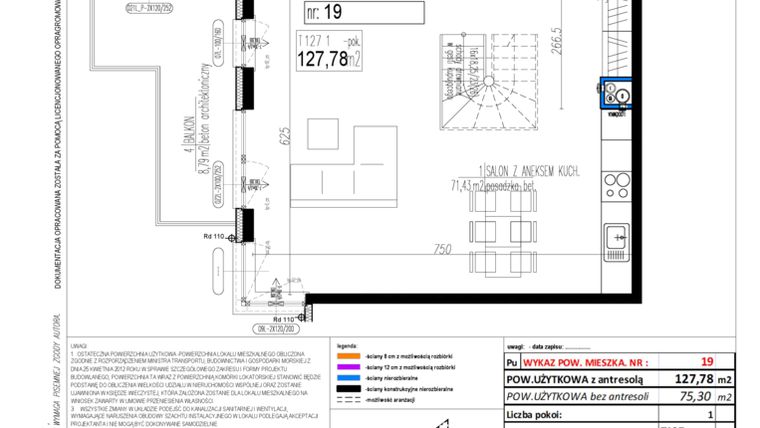Rzut - Mieszkanie na sprzedaż 1 pokój o powierzchni 123,56 m² - numer 19 w Strumykowa