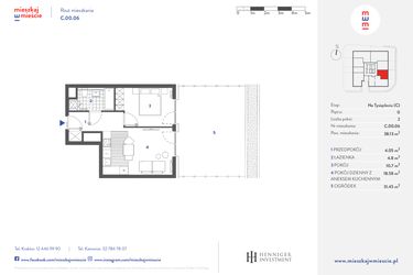 Rzut - Mieszkanie na sprzedaż 2 pokoje o powierzchni 38,13 m² - numer C.00.06 w Mieszkaj w mieście - Na Tysiącleciu budynek C