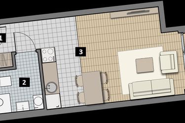 Rzut - Mieszkanie na sprzedaż 1 pokój o powierzchni 28 m² - numer 2.16C w City Łobzów