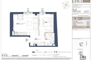 Rzut - Mieszkanie na sprzedaż 2 pokoje o powierzchni 39,86 m² - numer 30 w Apartamenty Jana Pawła 34