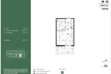 Rzut - Mieszkanie na sprzedaż 1 pokój o powierzchni 30,54 m² - numer 12 w Przewóz Solar Garden