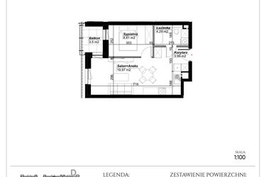 Rzut - Mieszkanie na sprzedaż 2 pokoje o powierzchni 37,06 m² - numer C.51 w Narcyzowe Wzgórza II