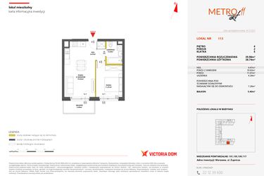 Rzut - Mieszkanie na sprzedaż 2 pokoje o powierzchni 39,98 m² - numer 113 w Metro Art 11
