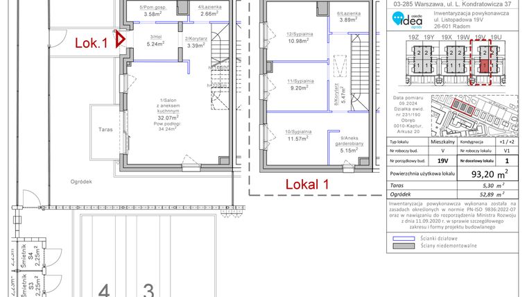 Rzut - Mieszkanie na sprzedaż 4 pokoje o powierzchni 93,2 m² - numer V1 w Osiedle Idea Ogrody 3