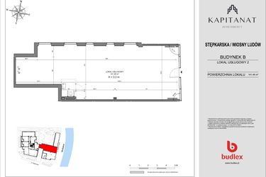 Rzut - Lokal użytkowy na sprzedaż 1 pokój o powierzchni 141,49 m² - numer 2.B w Kapitanat Apartamenty