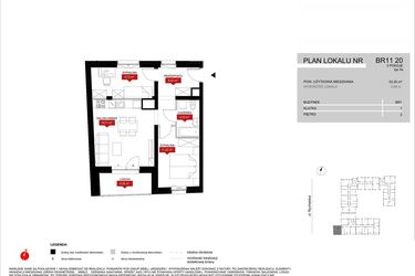 Rzut - Mieszkanie na sprzedaż 3 pokoje o powierzchni 53,3 m² - numer BR11/20 w Browary Wrocławskie 2