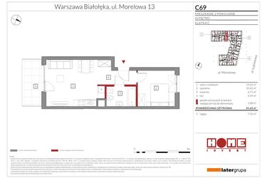 Rzut - Mieszkanie na sprzedaż 2 pokoje o powierzchni 41,65 m² - numer C69 w Przystań Żerań