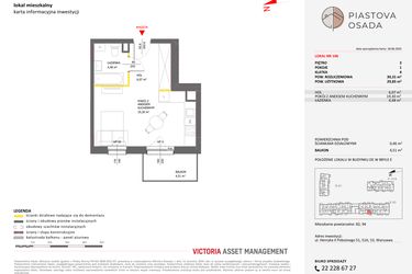 Rzut - Mieszkanie na sprzedaż 1 pokój o powierzchni 30,31 m² - numer E.106 w Piastova Osada