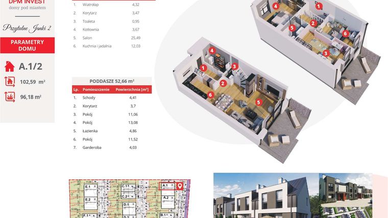 Rzut - Dom na sprzedaż 4 pokoje o powierzchni 102,5 m² - numer A.1/2 w Osiedle Przytulne Janki II etap 2