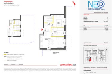 Rzut - Mieszkanie na sprzedaż 3 pokoje o powierzchni 47,96 m² - numer 1 w Neo Nova Ochota 4