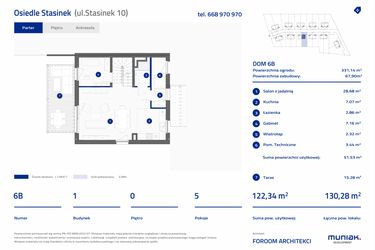 Rzut - Dom na sprzedaż 5 pokoi o powierzchni 123,04 m² - numer 6B w Osiedle Stasinek