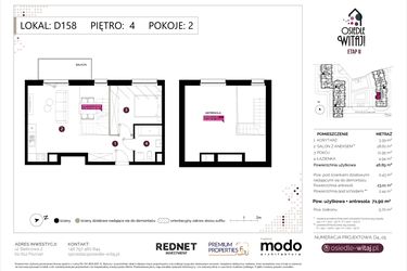 Rzut - Mieszkanie na sprzedaż 3 pokoje o powierzchni 73,21 m² - numer D158 w Osiedle Witaj etap II