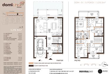Rzut - Dom na sprzedaż 5 pokoi o powierzchni 129,3 m² - numer 9 w Domkove Widzew etap 2