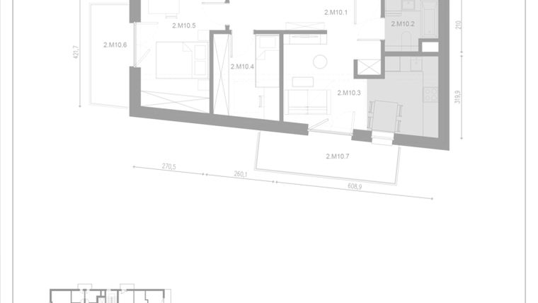 Rzut - Mieszkanie na sprzedaż 3 pokoje o powierzchni 49,51 m² - numer M10 w Apartamenty Casa Sole
