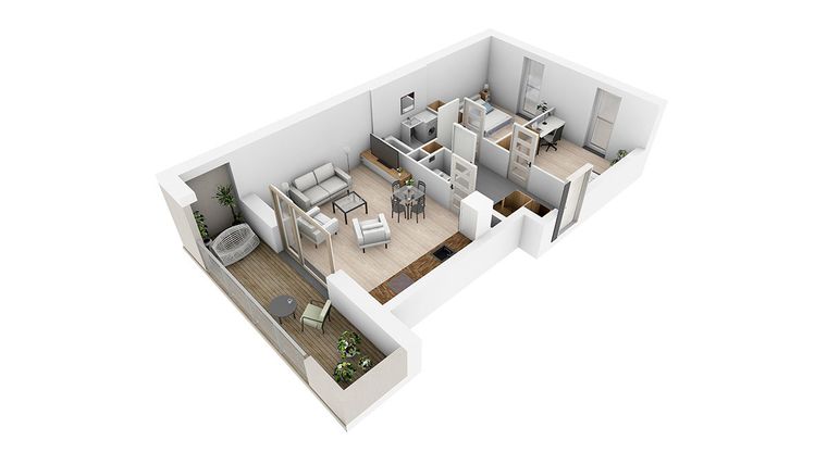 Rzut - Mieszkanie na sprzedaż 3 pokoje o powierzchni 58,75 m² - numer N5.4 w Osiedle Narcyzowe