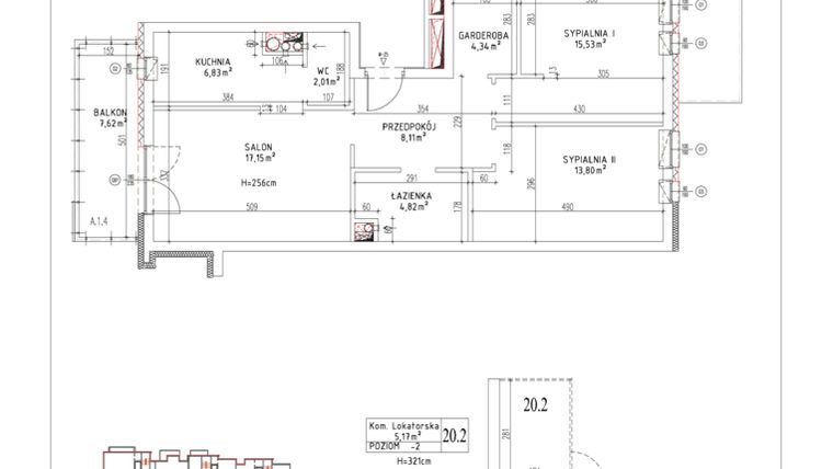 Rzut - Mieszkanie na sprzedaż 3 pokoje o powierzchni 72,59 m² - numer M-25 w Nałęczowska