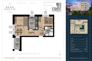 Rzut - Mieszkanie na sprzedaż 2 pokoje o powierzchni 36,5 m² - numer 5 w Alta Novum